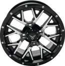 QuadBoss Barbwire 14x7 Wheel - 5+2 Offset, 4/110 Bolt Pattern, Black Machined Finish