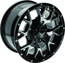 QuadBoss Barbwire 14x7 Wheel - 5+2 Offset, 4/137 Bolt Pattern, Black Machined Finish