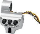 PERFORMANCE MACHINE (PM) Left Side Control Switch Housing - Chrome, Four Button, Cable Clutch - Part 0062-2044-CH