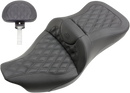 SADDLEMEN Roadsofa™ Seat - Full Lattice Stitch - with Backrest - Black - FL '09-'24 808-07B-182TBR