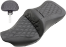 SADDLEMEN Roadsofa™ Seat - Heated - Full Lattice Stitch - with Backrest - Black - FL '09-'24 808-07B-182TBRH