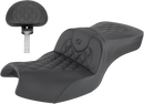 SADDLEMEN Roadsofa™ Seat - With Backrest - Full Lattice Stitch - Black - Indian I20-06-182BR