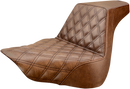 SADDLEMEN Step-Up Seat - Front Lattice Stitch - Brown - FL/FX '18-'24 818-27-172BR