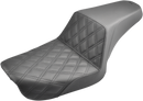 SADDLEMEN Step-Up Seat - Front Lattice Stitch - Black - Dyna 804-04-172