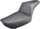 SADDLEMEN Step-Up Seat - Front Lattice Stitch - Black - Dyna 896-04-172