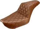 SADDLEMEN Step-Up Seat - Full Lattice Stitch - Brown - Dyna 896-04-175BR