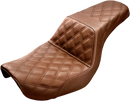 SADDLEMEN Step-Up Seat - Full Lattice Stitch - Brown - Dyna 804-04-175BR