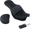 SADDLEMEN Explorer Seat - With Backrest - Lattice Stitched - Black - FXD 806-04-030LS