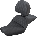 SADDLEMEN Explorer Seat - With Backrest - Lattice Stitched - Black - XL '04-'20 807-03-030LS