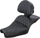 SADDLEMEN Explorer Seat - With Backrest - Lattice Stitched - Black - XL '04-'22 807-11-030LS