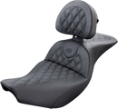 SADDLEMEN Roadsofa™ Seat - with Backrest - Lattice Stitch - Black - Indian '14-'24 I14-07-182BR