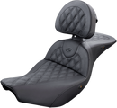 SADDLEMEN Heated Roadsofa™ Seat - Lattice Stitch w/ Backrest - Indian I14-07-182BRHCT