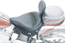 MUSTANG Wide Solo Seat - With Backrest - Black - Studded w/ Concho - Softail '84-'99 79104