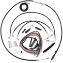 LA CHOPPERS Complete Black Vinyl Braided Handlebar Cable/Brake Line Kit - 18"-20" Handlebars - '08-'13 FL LA-8010KT2-19B