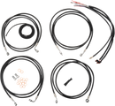 LA CHOPPERS Complete Black Vinyl Braided Handlebar Cable/Brake Line Kit - 15"-17" Handlebars - '14-'15 FLH LA-8052KT2-16B
