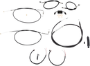 LA CHOPPERS Complete Black Vinyl Braided Handlebar Cable/Brake Line Kit - 15"-17" Handlebars - '12-'17 FXDF LA-8231KT2-16B