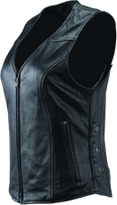 Kuryakyn River Road Plains Leather Vest for Women – Black, Small
