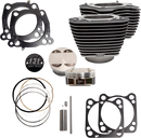 S&S CYCLE Cylinder & Piston Kit - 131" Stroker - Wrinkle Black with Highlighted Fins - M8 910-0762