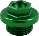 WORKS CONNECTION Oil Fill Plug for Kawasaki and Suzuki 24-198 - CNC Machined Aluminum with Green Anodized Finish