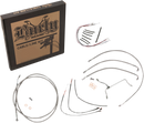 BURLY BRAND Complete Stainless Braided Handlebar Cable/Brake Line Kit - 14" Ape Hangers - '14-16 FLHR B30-1152