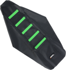 MOOSE OFFROAD Ribbed Seat Cover - Black Cover/Green Ribs - Kawasaki KX12503-334RT