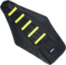 MOOSE OFFROAD Ribbed Seat Cover - Black Cover/Yellow Ribs - Suzuki RM12501-331RT