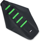 MOOSE OFFROAD Ribbed Seat Cover - Black Cover/Green Ribs - Kawasaki KXF25009-334RT