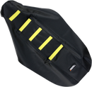 MOOSE OFFROAD Ribbed Seat Cover - Black Cover/Yellow Ribs - Suzuki RMZ45005-331RT