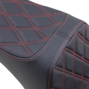 DRAG SPECIALTIES SEATS Predator III 2-Up Seat - Vinyl - Double Diamond - Red Stitching - Softail '06-'17 08021440