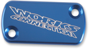 WORKS CONNECTION Anodized Billet Aluminum Front Brake Reservoir Cover - Blue, Part