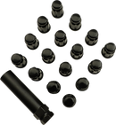 MOOSE OFFROAD Lug Nuts - Splined - 3/8-24 - Black - 16 Pack SPMO3803BL4