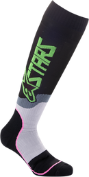 ALPINESTARS MX Plus-2 Socks - Black/Green/Pink Fluorescent - Large 4701920-1669-L