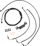LA CHOPPERS Standard Midnight Braided Handlebar Cable/Brake Line Kit - Stock Ape Hangers - '21-'22 FLH LA-8056KT-08M