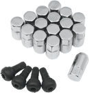 MOOSE OFFROAD Lug Nuts with Valve Stems - 10 mm x 1.25 - Chrome - Tapered - 16 Pack SP300MO208