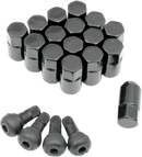 MOOSE OFFROAD Lug Nuts with Valve Stems - 3/8"-24 - Black - Tapered - 16 Pack SP300MO201B