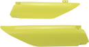 UFO Fork Tube Protectors - Yellow for RM/RMZ Models, Part No. SU04913-102 by UFO