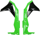 UFO Radiator Covers for Motorcycles - OE Green/Black, Part Number KA04747-999
