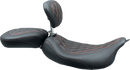 MUSTANG Wide Tripper™ Solo Seat - w/ Drivers Backrest - Black w/ American Beauty Red Stitching - FL '08-'25 79727AB