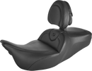 SADDLEMEN Roadsofa™ Seat - with Backrest - Black/Black Stitch - FLH/FLT '08-'24 808-07B-187BR