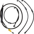 LA CHOPPERS Standard Midnight Braided Handlebar Cable/Brake Line Kit - 15"-17" Ape Hangers - '18-'24 Softail LA-8157KT-16M