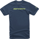 ALPINESTARS Linear Wordmark T-Shirt - Navy/Lime - 2XL 12127202070362X