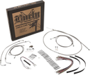 BURLY BRAND Complete Stainless Braided Handlebar Cable/Brake Line Kit - 15" Ape Hangers - '08-'13 FLH B30-1105
