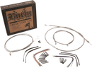 BURLY BRAND Complete Stainless Braided Handlebar Cable/Brake Line Kit - 16" Ape Hangers - '11-'14 Softail B30-1128