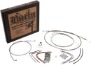 BURLY BRAND Complete Stainless Braided Handlebar Cable/Brake Line Kit - 14" Ape Hangers - '11-'15 Softail B30-1127