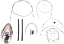 BURLY BRAND Complete Stainless Braided Handlebar Cable/Brake Line Kit - 15" Ape Hangers - '08-'13 FLH B30-1104
