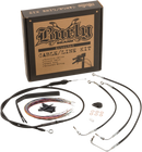 BURLY BRAND Complete Black Vinyl Handlebar Cable/Line Kit for Ape Hangers - 15" - ABS - '17-'20 FLH B30-1235