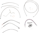 BURLY BRAND Complete Stainless Braided Handlebar Cable/Brake Line Kit - 15" Ape Hangers - '14-'16 FLH B30-1118