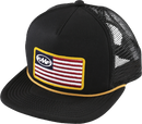 FMF Stars and Bars Hat - Black SP21196911BLK with Embroidered Patch and Rope Trim
