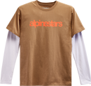 ALPINESTARS Stack Long-Sleeve Knit T-Shirt - Sand/Warm Red - 2XL 12137130023312X