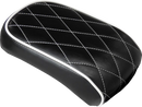 LE PERA Bare Bones Pillion Pad - Diamond - Black w/ White Stitch - Softail '08-'17 LXE-007PDMWTP
